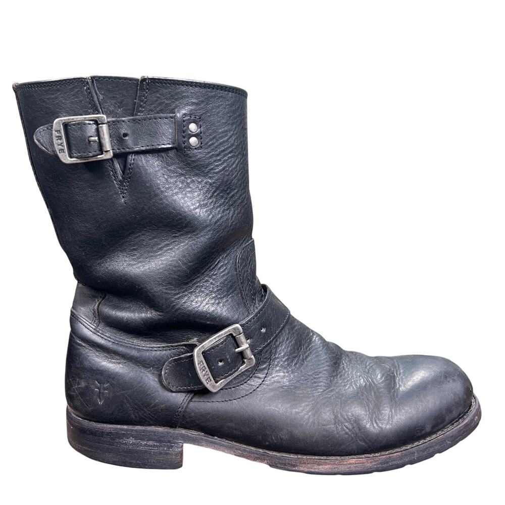 Vintage Frye Men’s Black Harness Moto Biker Engineer Boots Size 10.5 D